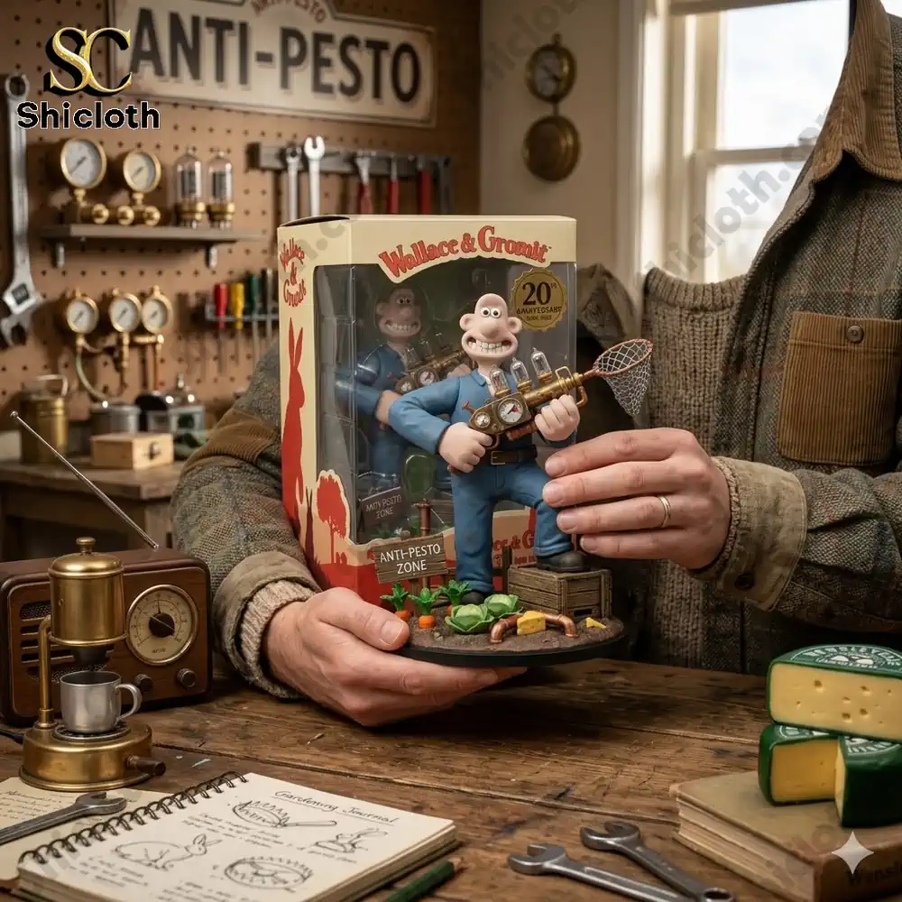 Wallace figure holding tool in workshop display box