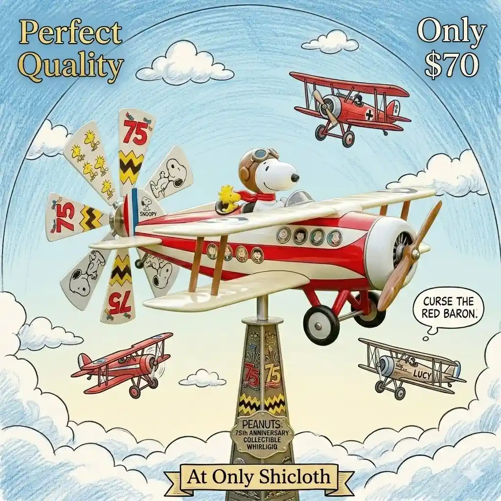 Snoopy airplane wind spinner with sky background illustration!