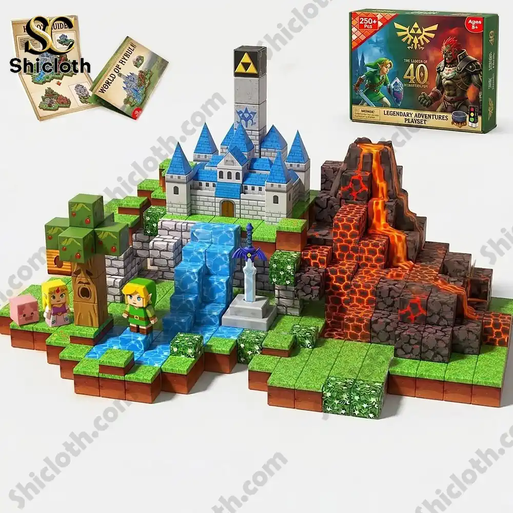 Rybule legendary adventure building brick playset from Shicloth with castle waterfall and volcano!
