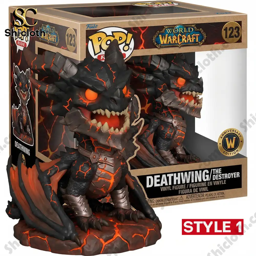 Close view Deathwing lava dragon figure with box