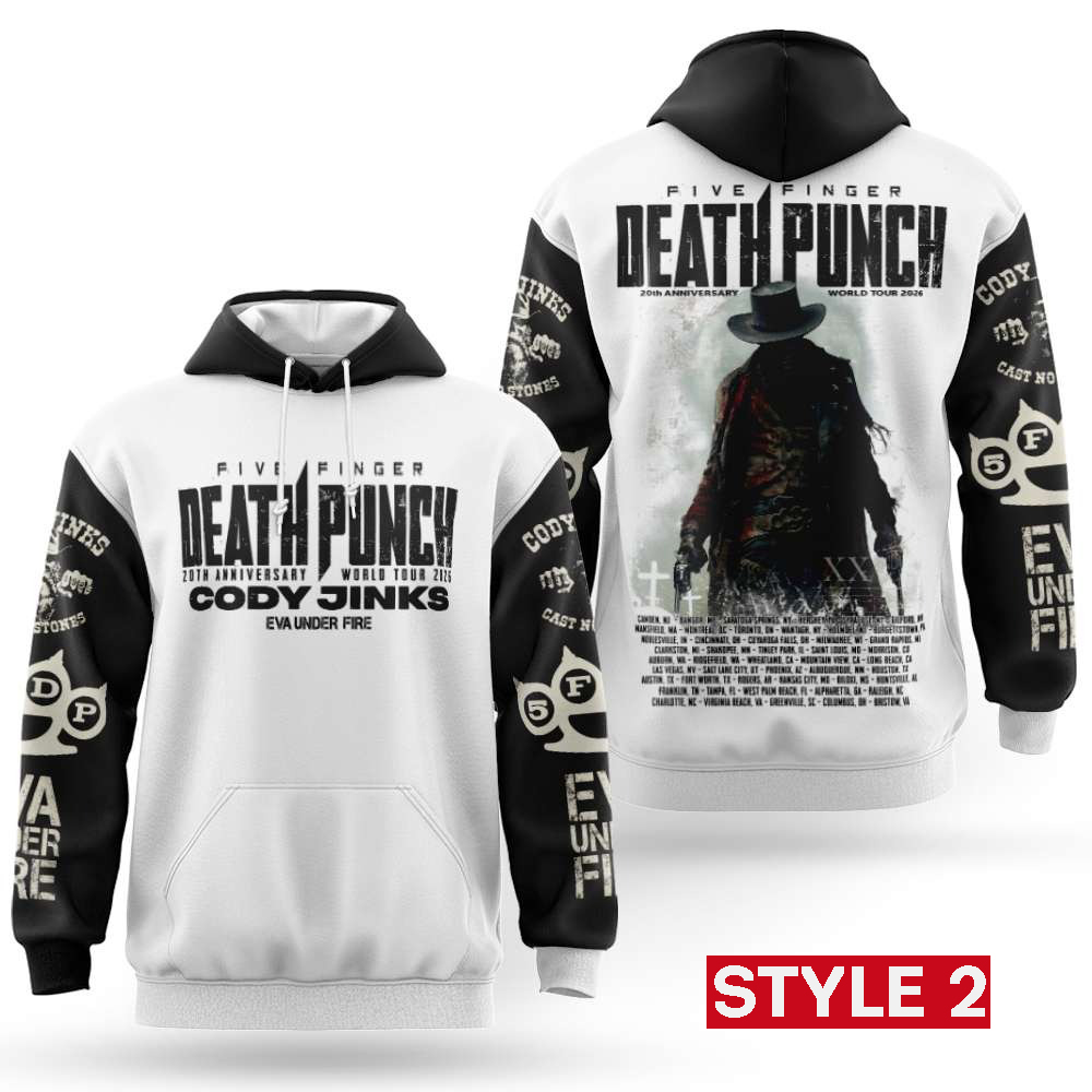 Black Five Finger Death Punch Cody Jinks tour hoodie Style one front and back by Shicloth
