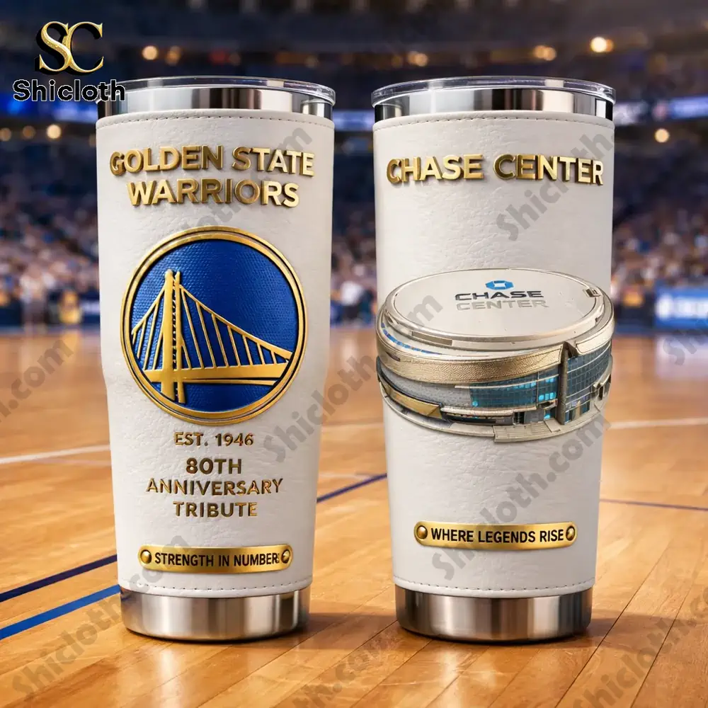 Golden State Warriors tumbler front and back design on court!