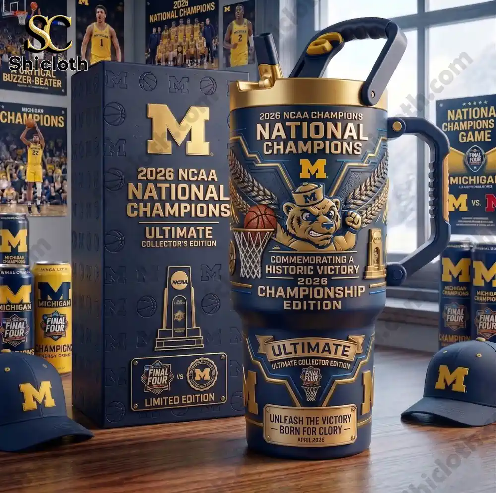 Close view of Michigan champion mug with detailed design!