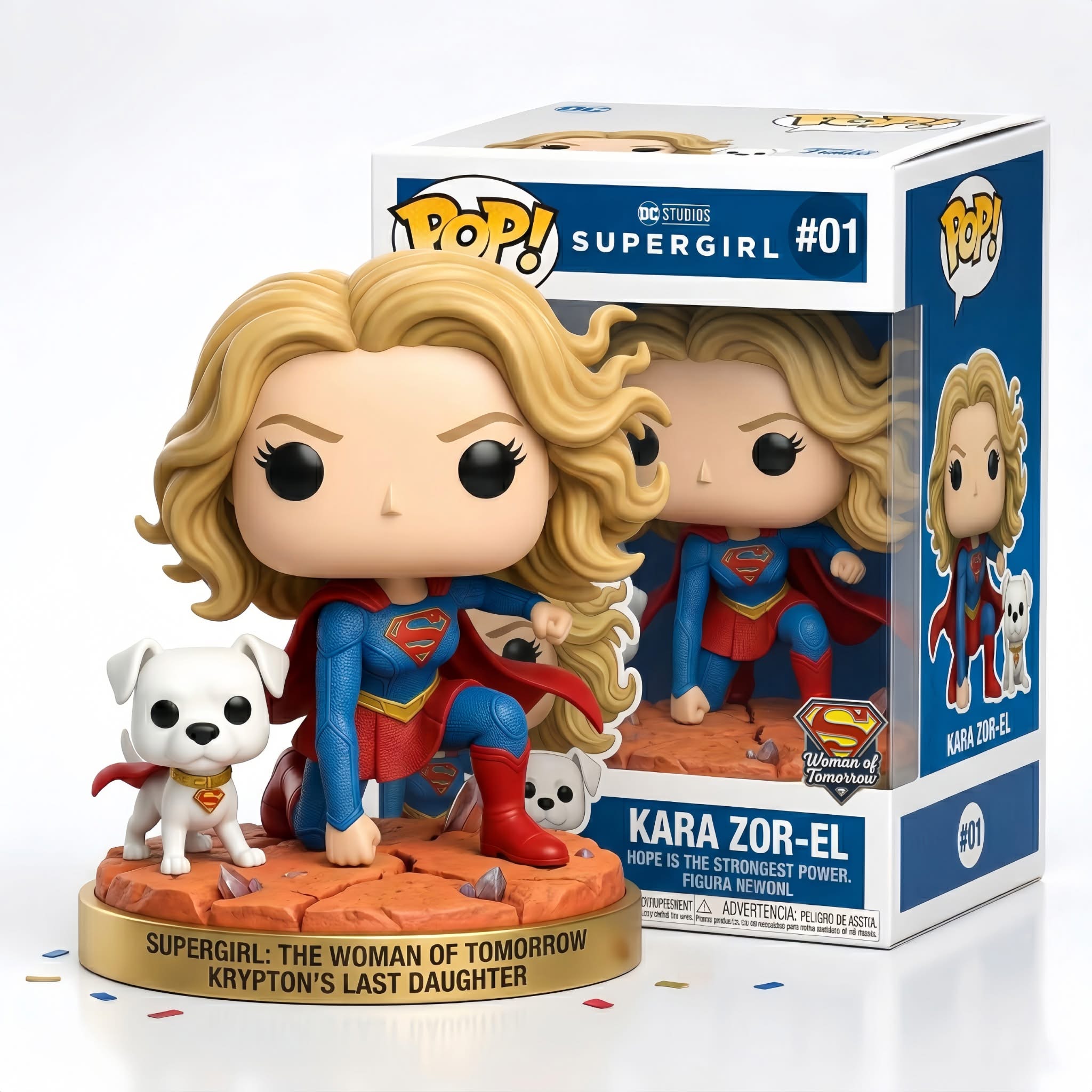 Supergirl collectible figure with box and small dog accessory!