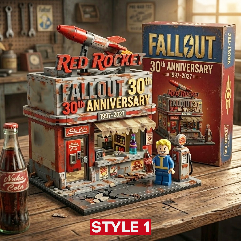 Fallout MEGA Red Rocket Truck Stop Building Brick Set