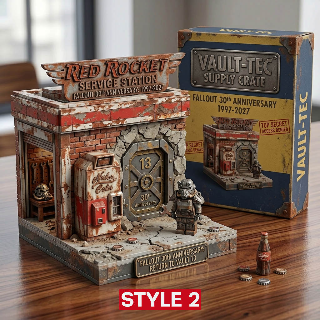 Alternative view of Fallout MEGA Red Rocket Truck Stop Building Brick Set