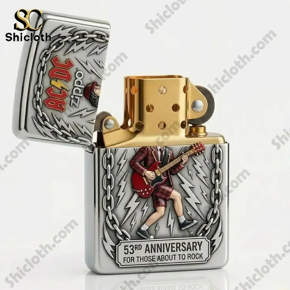 ACDC 53rd Anniversary 3D Zippo Lighter 3 Open AC DC Zippo lighter showing detailed rock design!