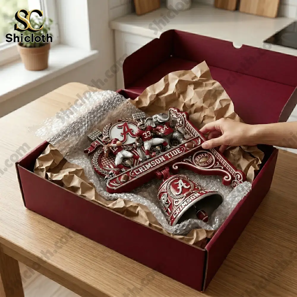 Crimson Tide wall bell packaged carefully in box with padding