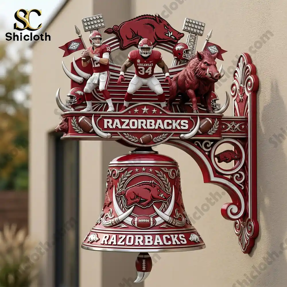 Arkansas Razorbacks wall bell mounted on house wall display!