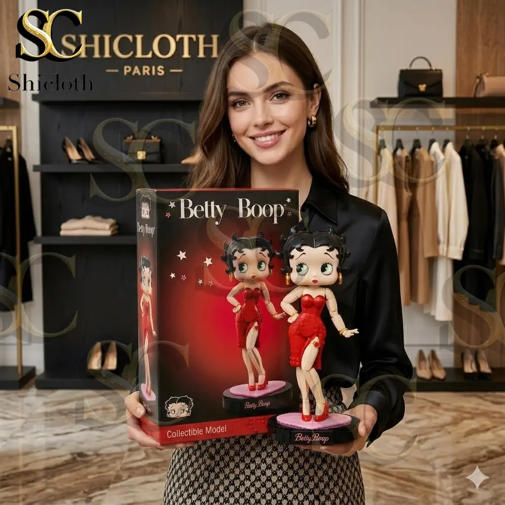 Woman holding Betty Boop building brick model and box at Shicloth store!