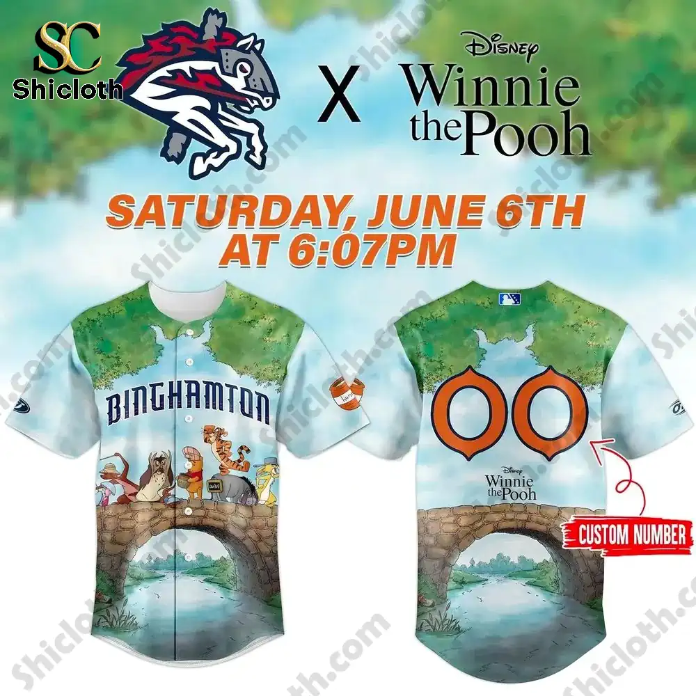 Alternative view of Binghamton Rumble Ponies x Winnie the Pooh 2026 Baseball Jersey