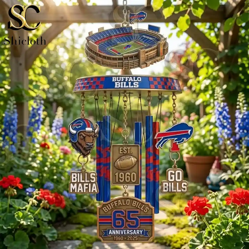 Alternative view of Buffalo Bills 65th Anniversary Commemorative Wind Chime