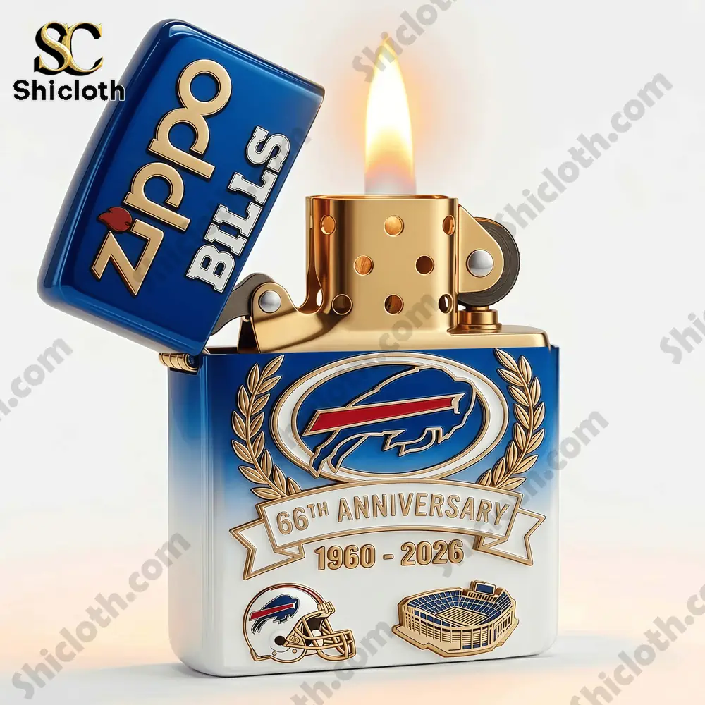 Buffalo Bills 66th Anniversary 3D Zippo Lighter 3 Open Buffalo Bills Zippo lighter with flame!