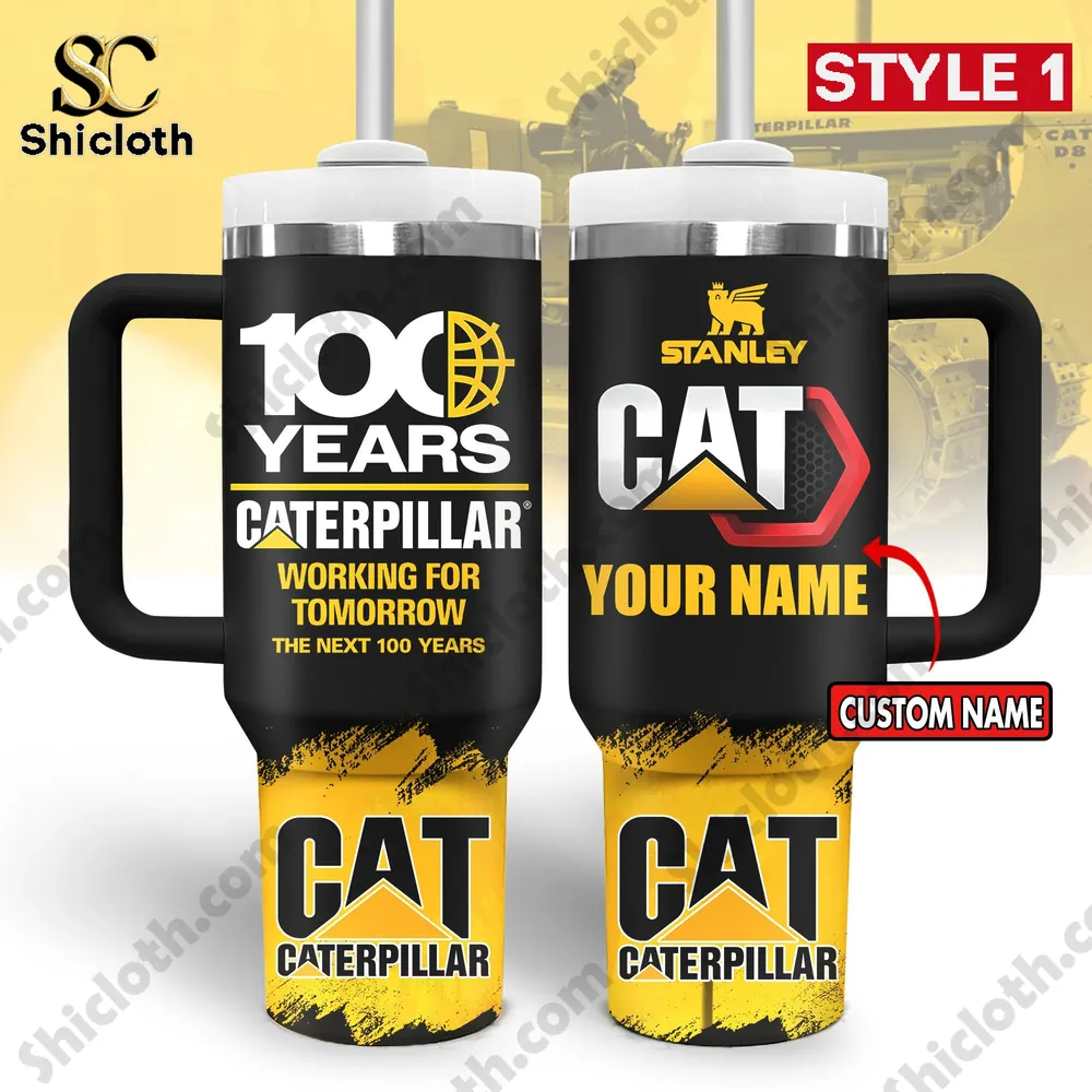 Alternative view of Caterpillar 100 Years Working For Tomorrow Custom Name Tumbler