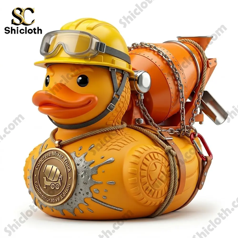 Concrete Mixer Truck Commemorative Duck 3 Close up of detailed construction duck toy with helmet and mixer!