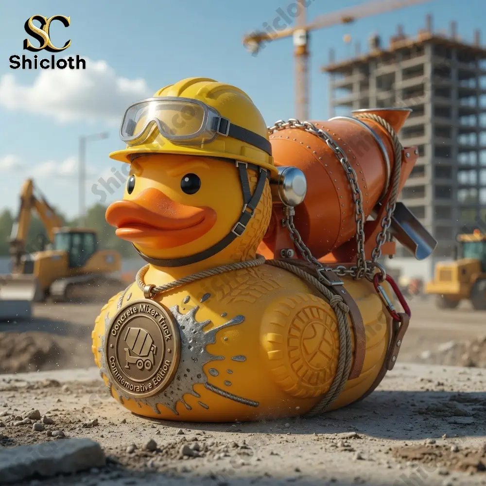 Concrete Mixer Truck Commemorative Duck 4 Construction duck toy placed on a real building site!