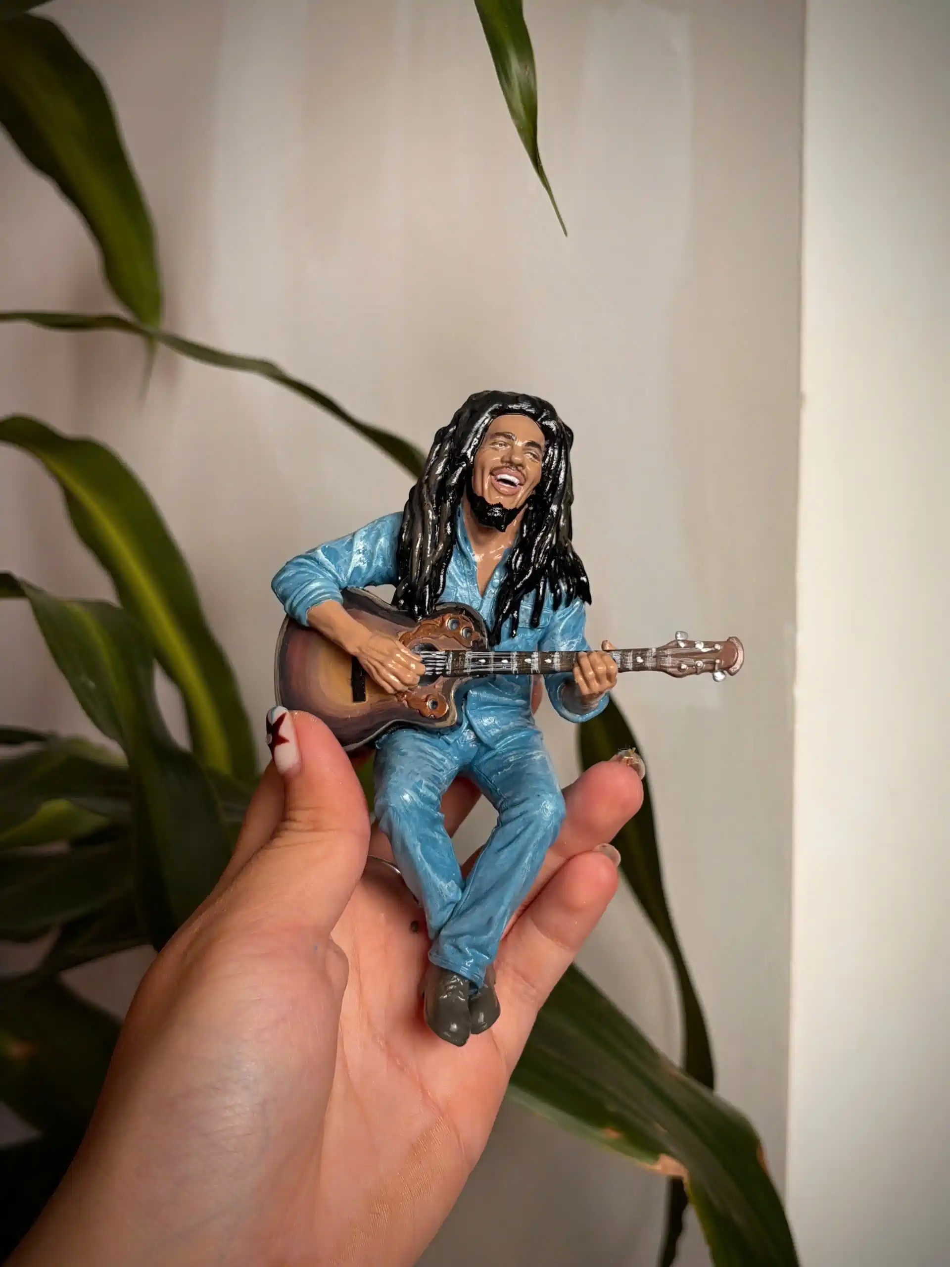 Bob Marley Pop Figure Doll 1 Miniature man with dreadlocks playing guitar held in hand!