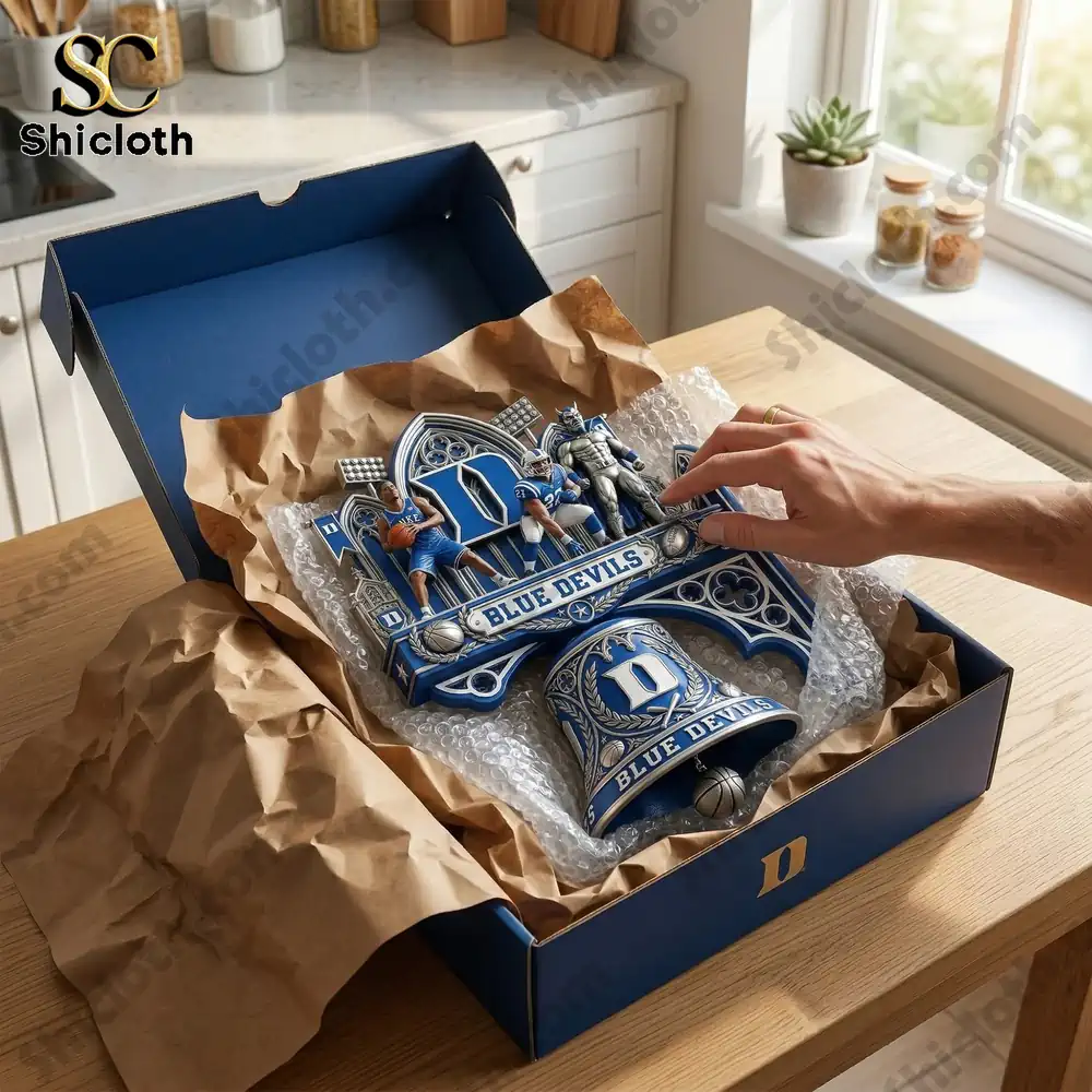Duke Blue Devils Premium Wall Bell 4 Blue Devils wall bell packaged in box with protective wrapping!