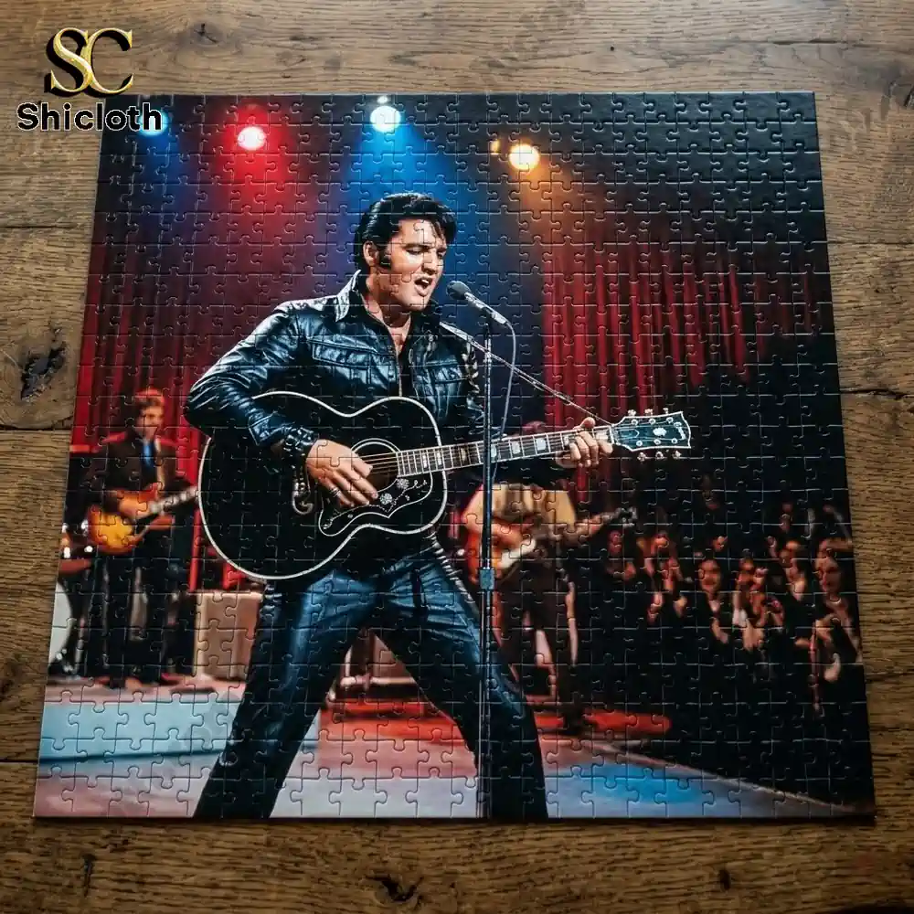 Elvis performing on stage with guitar jigsaw puzzle