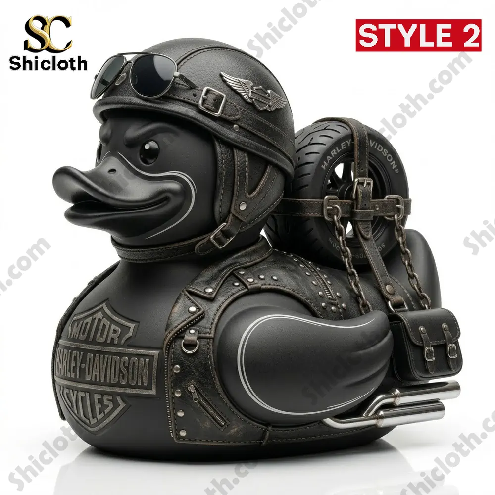 Harley-Davidson Adventure Duck 3 Black biker rubber duck with detailed leather gear!