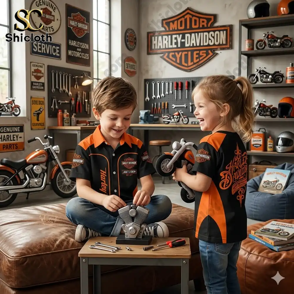 Harley-Davidson Motorcycles Personalized Button Shirt