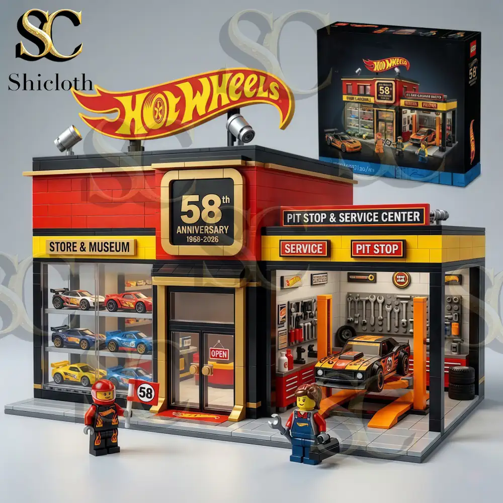 Close up of Hot Wheels building store set with box!