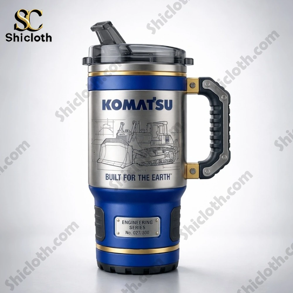 Close up Komatsu engineering tumbler design!