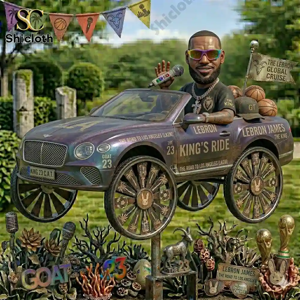 Detailed garden wind spinner with luxury car and basketball themed decorations!