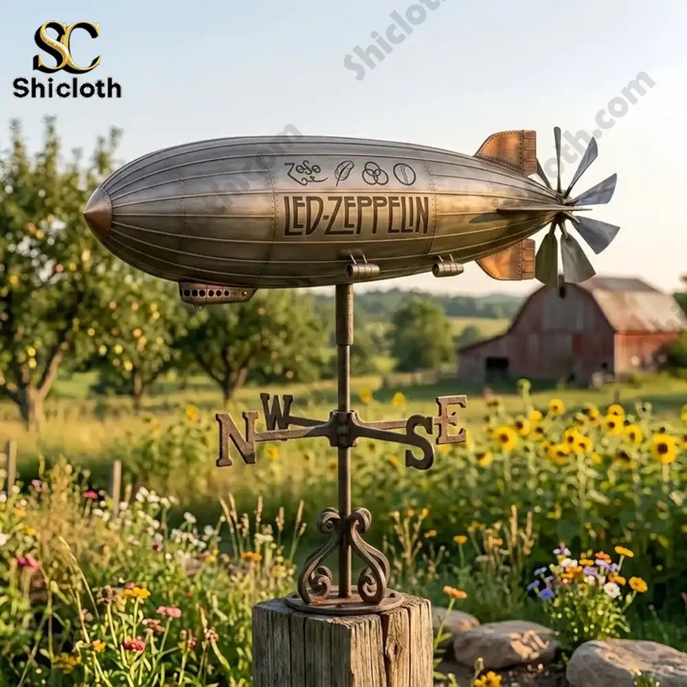 Led Zeppelin Blimp Wind Spinner For Garden 3 led zeppelin airship weathervane in flower field