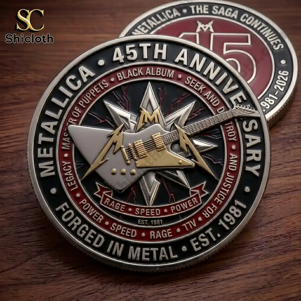 Close up Metallica forty fifth anniversary coin design!