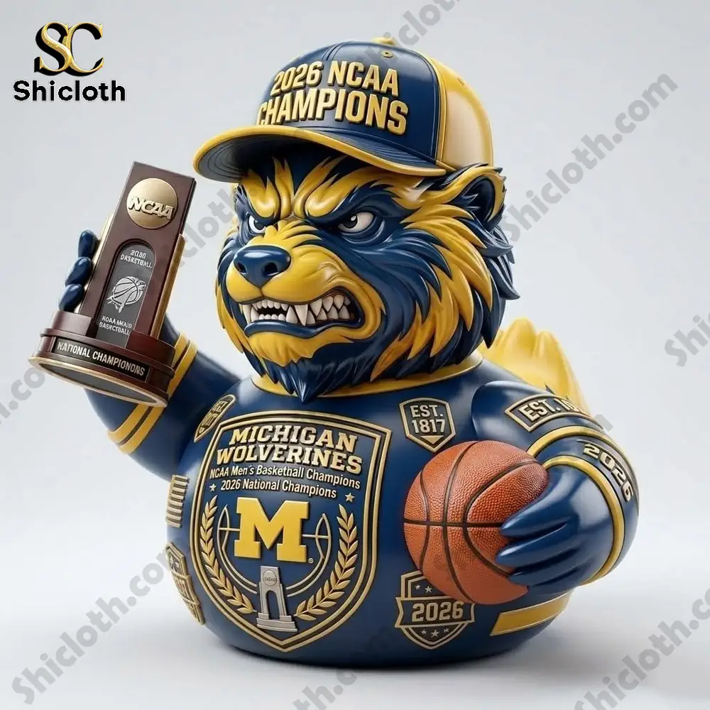 Alternative view of Michigan Wolverines 2026 NCAA Basketball National Champions Duck