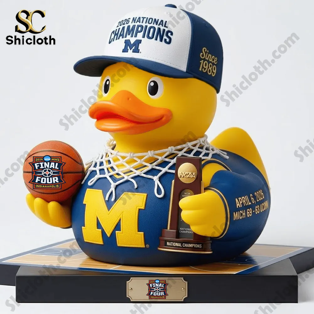 Alternative view of Michigan Wolverines 2026 NCAA Men's Basketball National Champions Rubber Duck