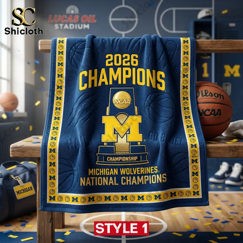 Michigan Wolverines 2026 champions towel with bold M logo!