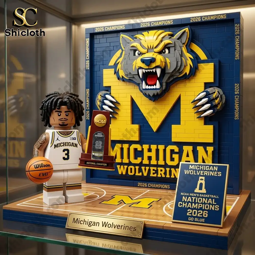 Alternative view of Michigan Wolverines 2026 National Champions Elliot Cadeau Building Brick Set