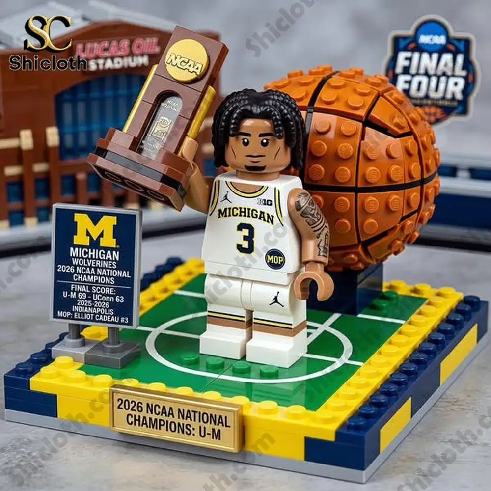 Alternative view of Michigan Wolverines NCAA Division I Elliot Cadeau MOP Building Brick