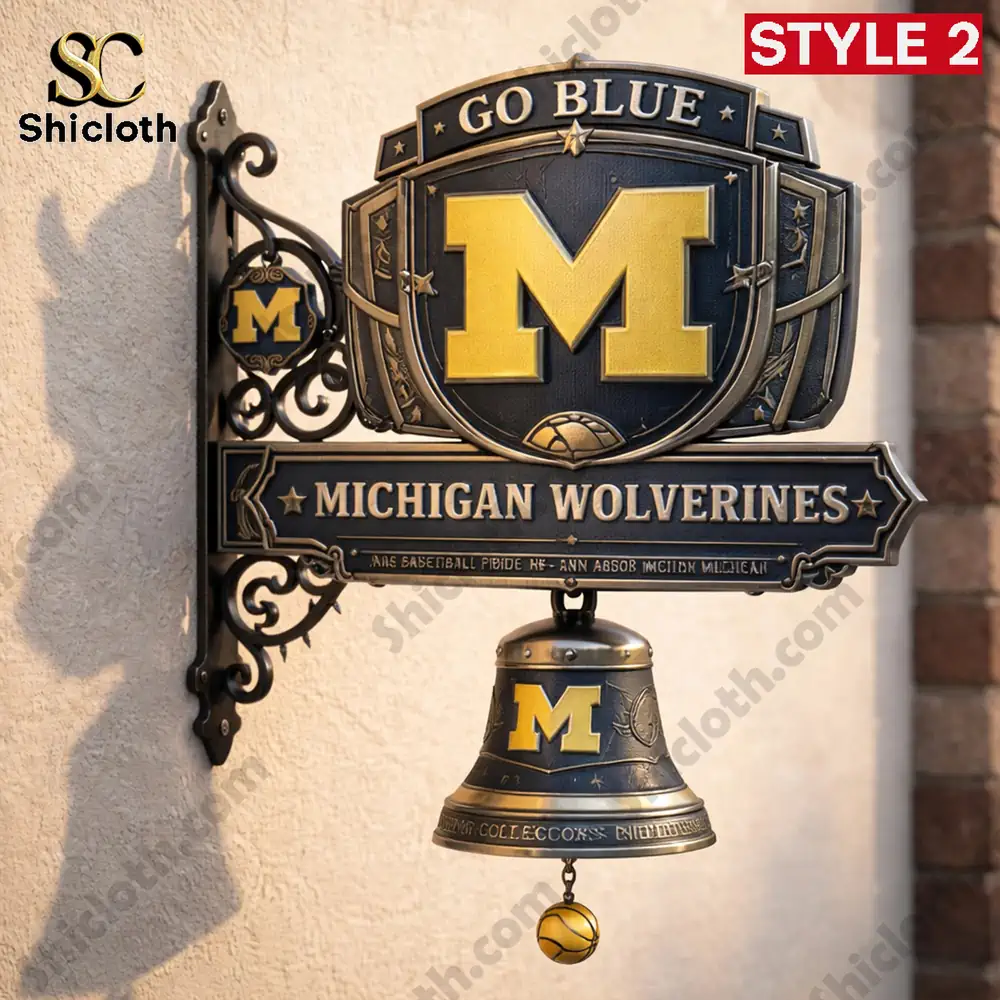 Alternative view of Michigan Wolverines NCAA Premium Wall Bell
