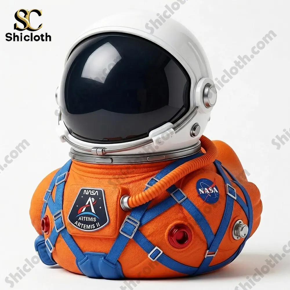 NASA Artemis II Mission Moon Launch Commemorative Astronaut Duck 6 Orange astronaut helmet decor isolated on clean white background