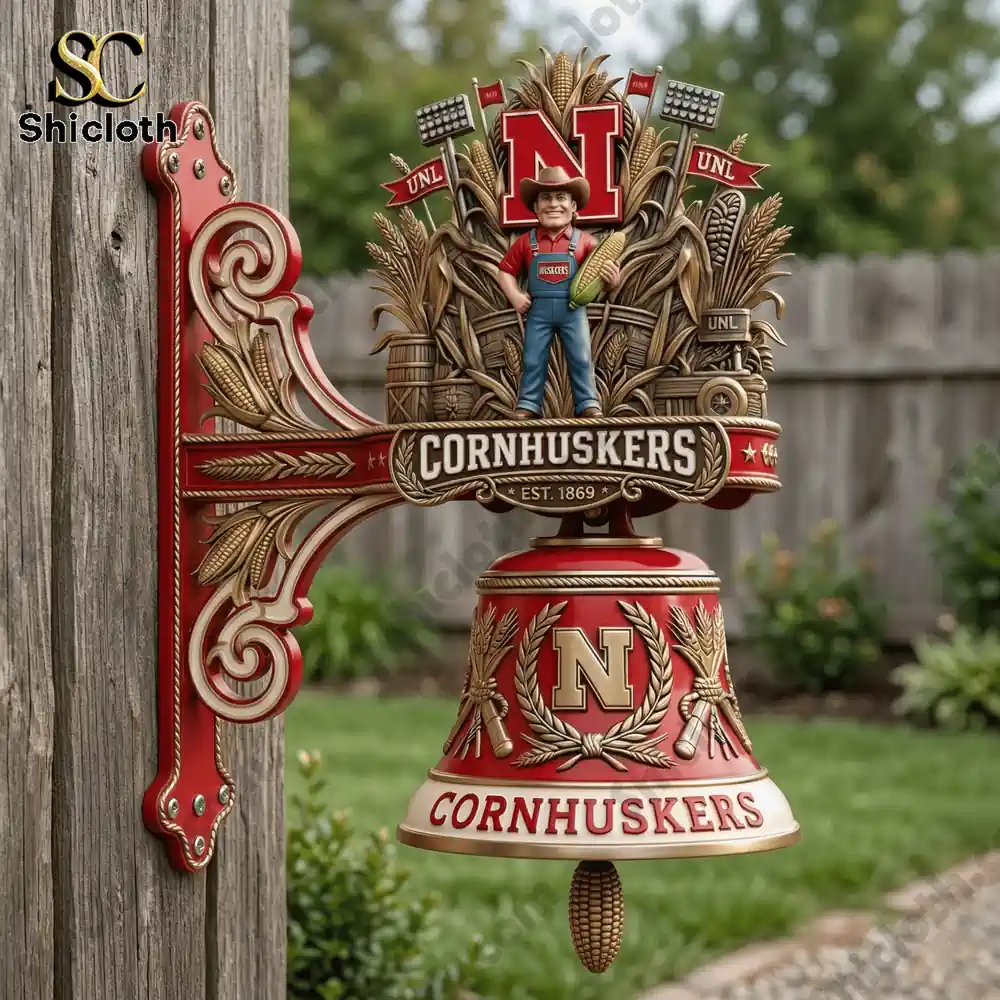 Guinness ESTD 1759 Commemorative Wall Bell 18 Nebraska Cornhuskers wall bell with farmer figure and red design!