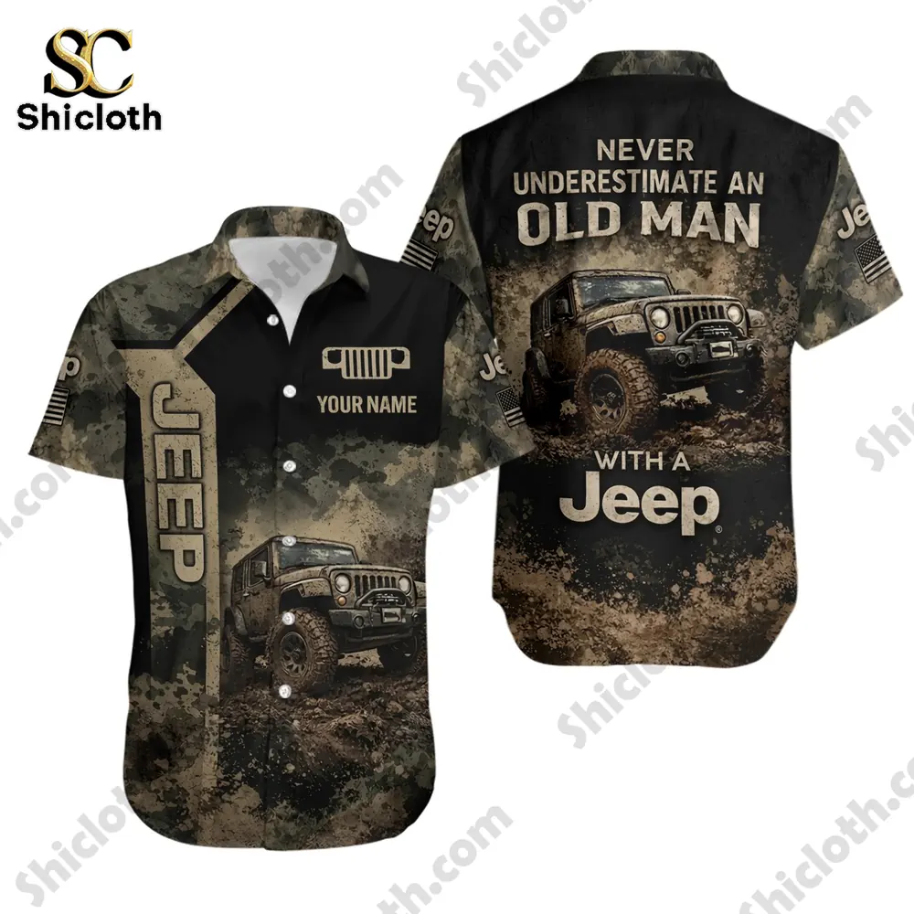 Alternative view of Never Underestimate An Old Man With A Jeep Hawaiian Shirt