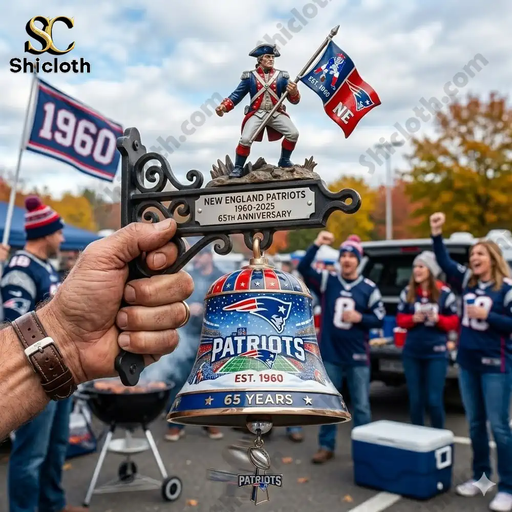 Patriots anniversary wall bell held at outdoor fan gathering