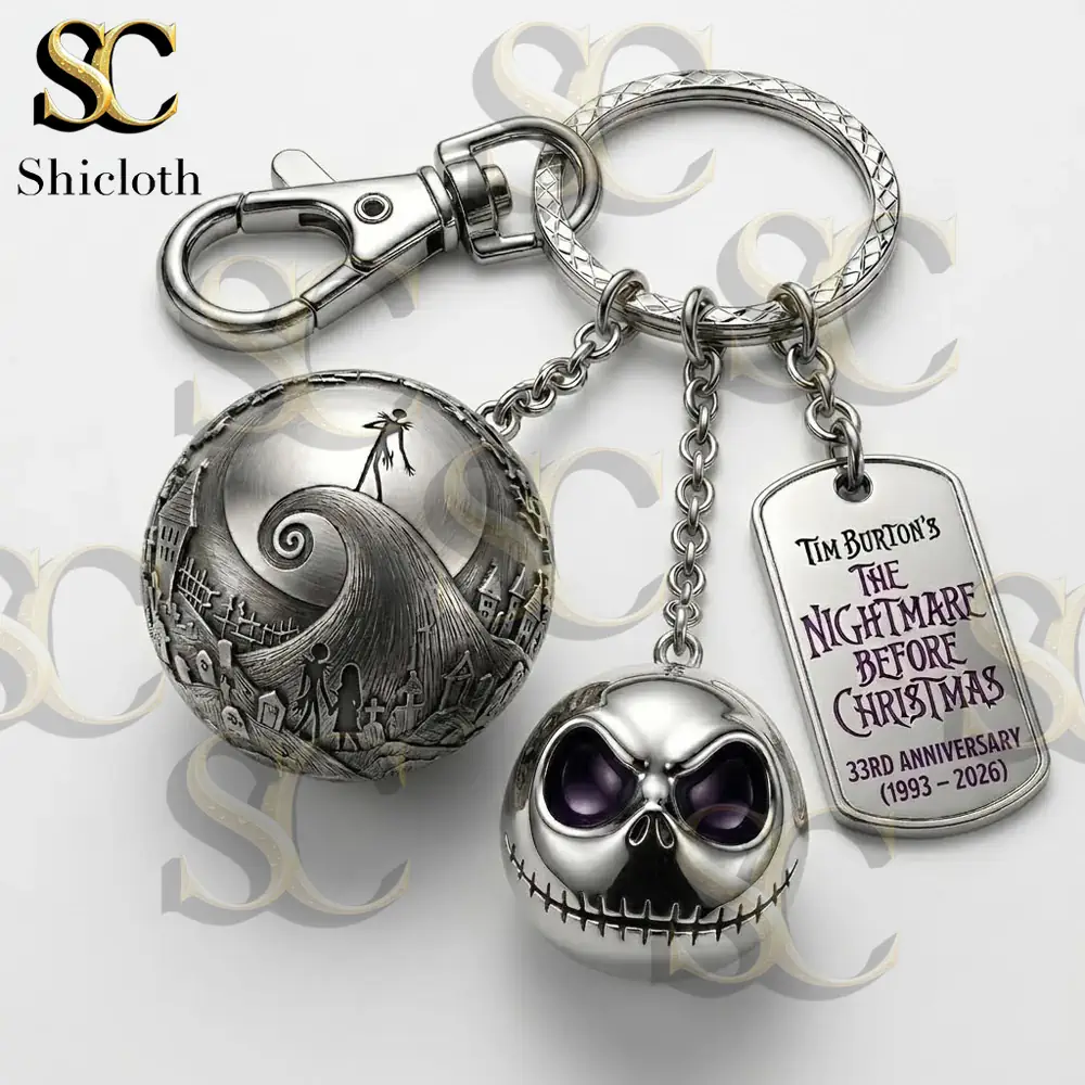 Alternative view of Nightmare Before Christmas 33rd Anniversary Keychain