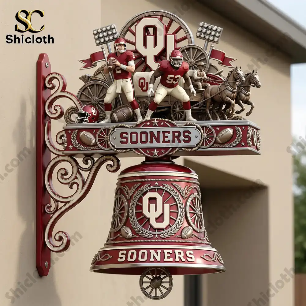 Guinness ESTD 1759 Commemorative Wall Bell 12 Sooners themed decorative wall bell mounted outside house
