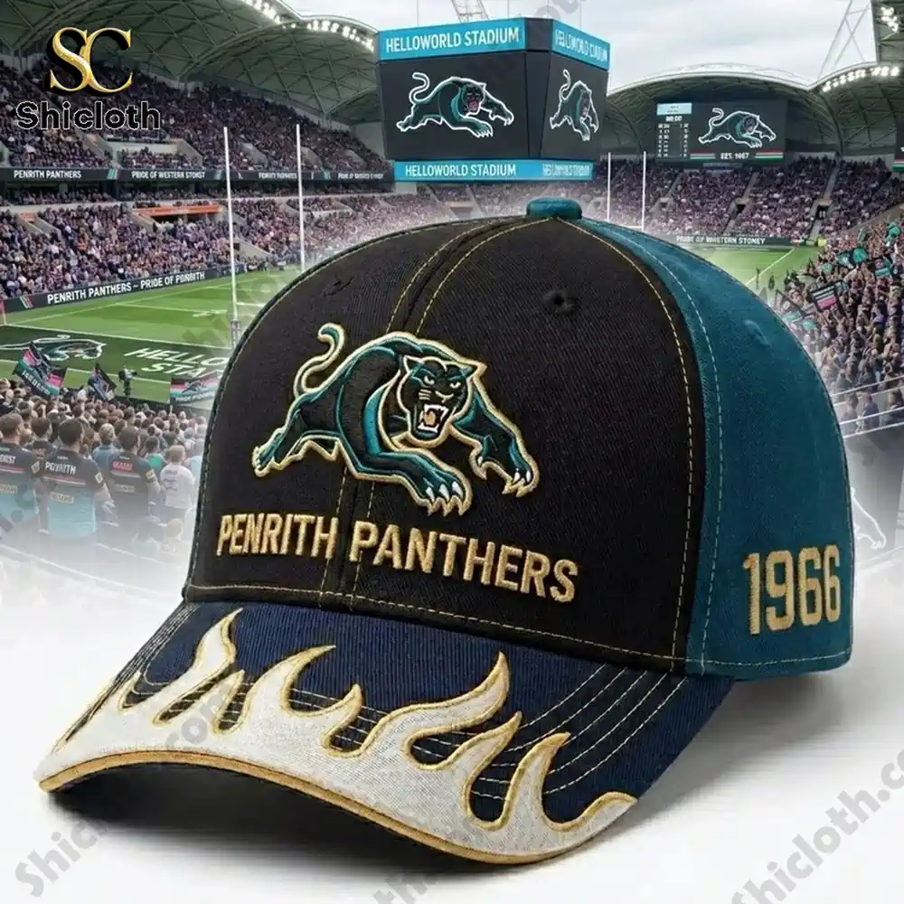 Close view of panthers flame cap with stadium background!