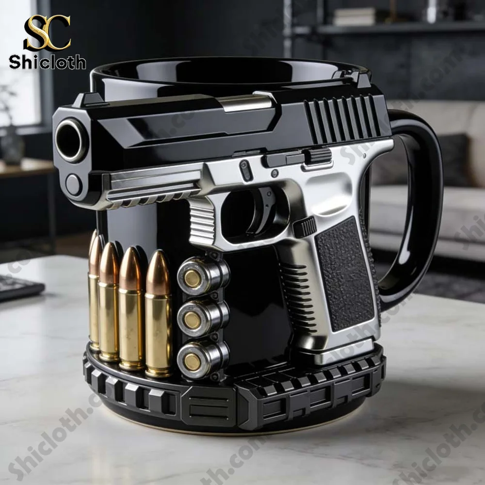 Alternative view of Personalized Pistol Bullet-Themed Mug