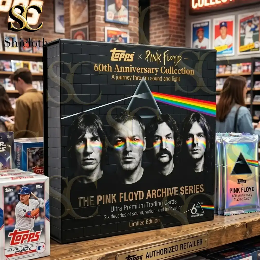 pink floyd anniversary trading card box displayed in retail store!
