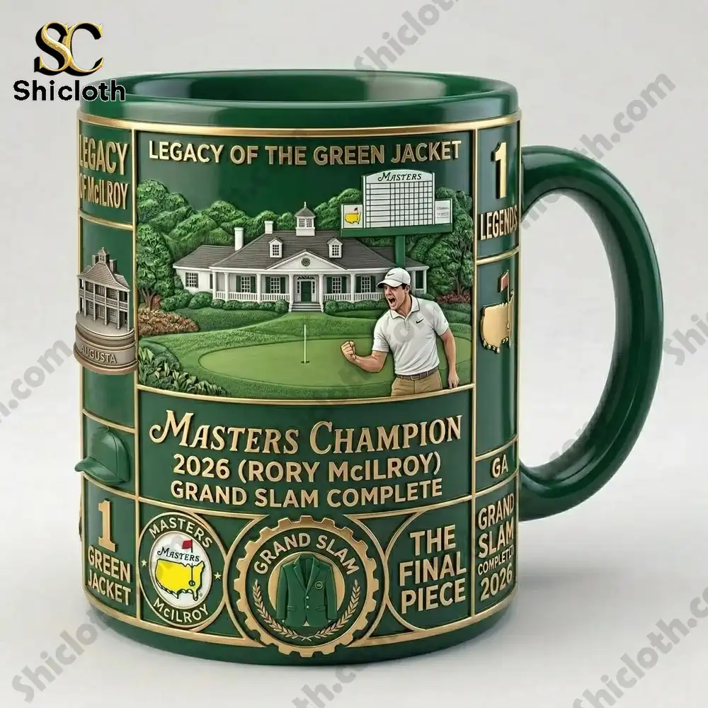 Green Masters Champion Rory McIlroy 2026 commemorative mug detailed design!