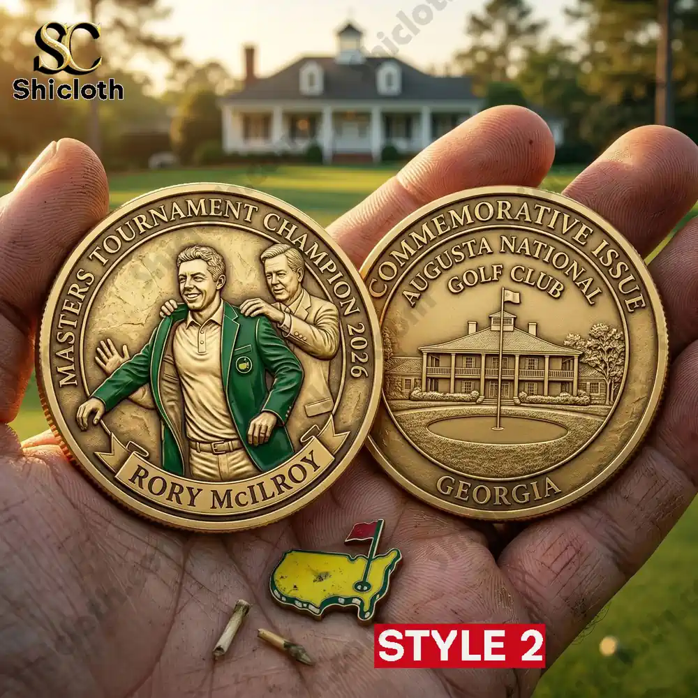 Rory McIlroy back to back Masters champion commemorative coin design