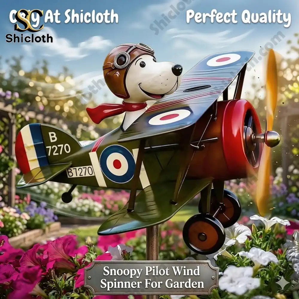 dog pilot airplane garden wind spinner!
