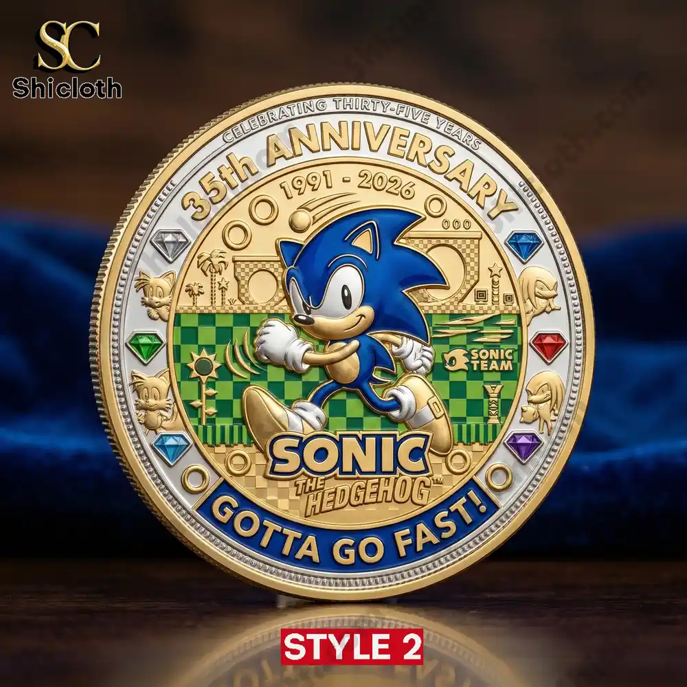 Sonic 35th Anniversary Legacy Coin 4 Sonic anniversary coin style two with colorful detailed design