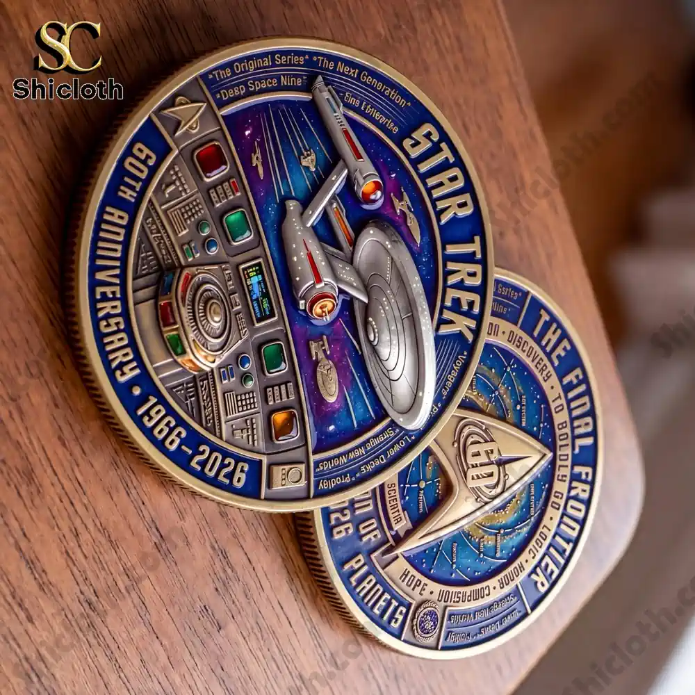 Alternative view of Star Trek Boldly Go 60th Anniversary Commemorative Coin